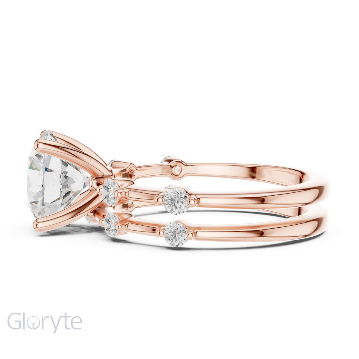 Diamond Bridal Set with Side Stones – 2.86 Carat