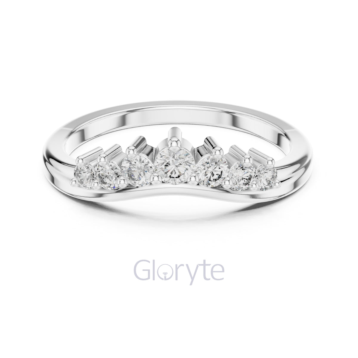 Round Cut Diamond Chevron Crown Band