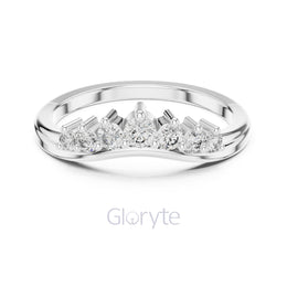 Round Cut Diamond Chevron Crown Band.