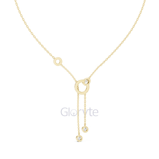 Interlocking Circle Drop Diamond Necklace