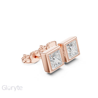 Elegant Bezel Diamond Stud Earrings