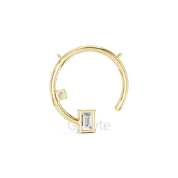 Open Circle Diamond Necklace with Emerald & Round Cut Accents