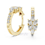Pear & Round Diamond Hoop Earrings