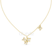 Princess Cluster Diamond Pendant Necklace