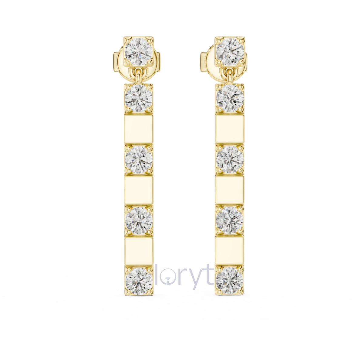 Sleek Diamond Bar Drop Earrings