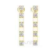 Sleek Diamond Bar Drop Earrings