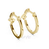 Geometric Hoop Earrings with Round Diamond Accent | Sterling Silver, 10K & 14K Gold