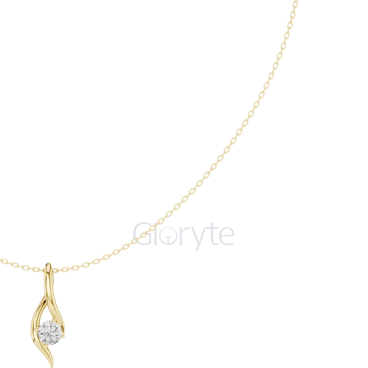 Solitaire Curve Diamond Pendant Necklace