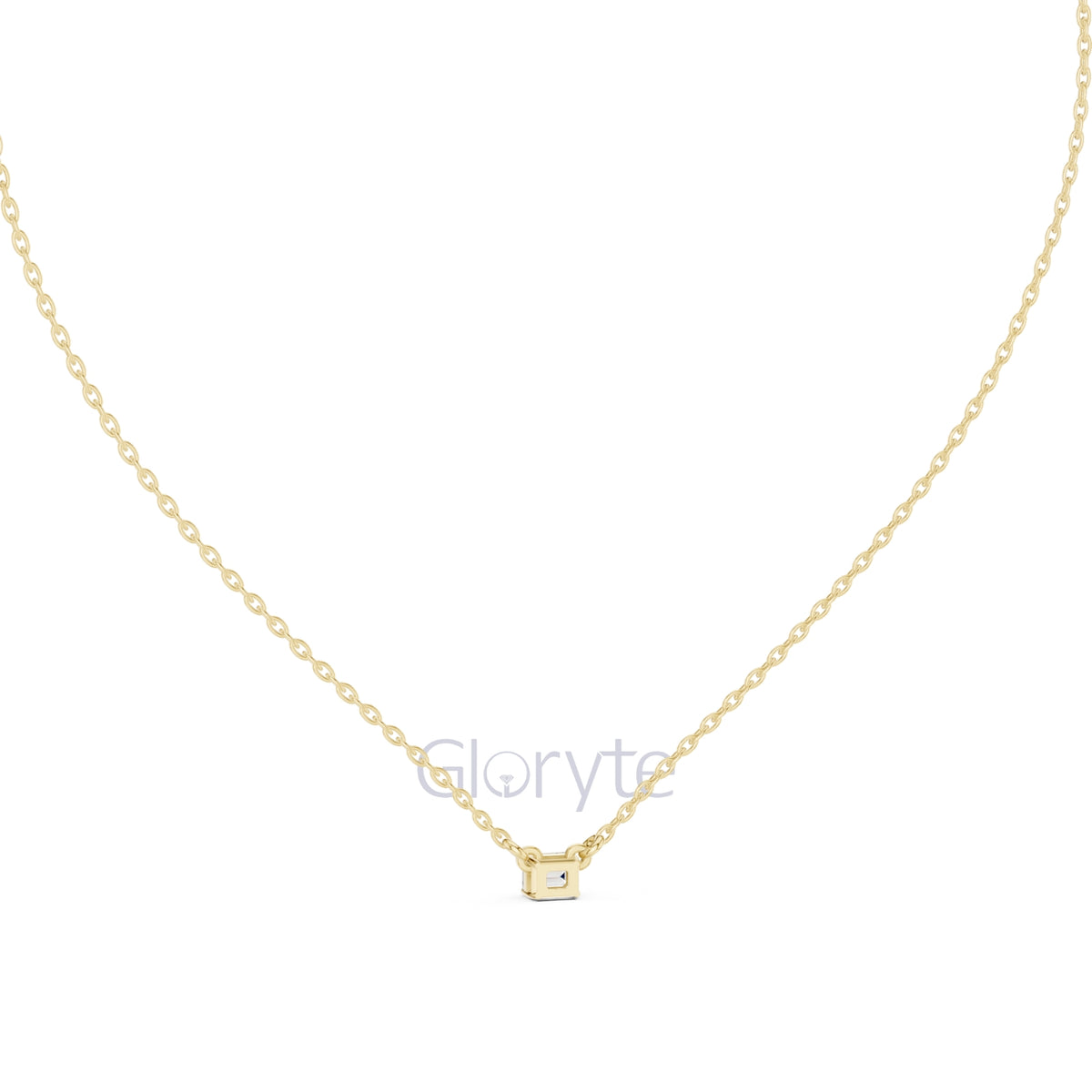 Emerald Cut Solitaire Diamond Pendant Necklace