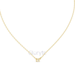 Emerald Cut Solitaire Diamond Pendant Necklace