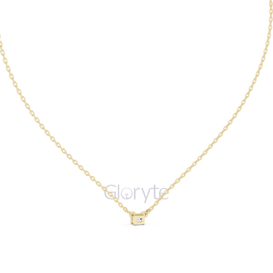 Emerald Cut Solitaire Diamond Pendant Necklace