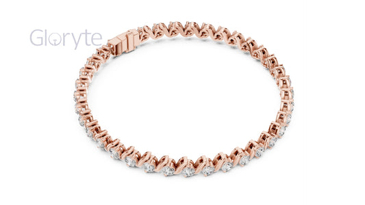 Wave-Design Diamond Tennis Bracelet 2.90mm