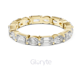 Emerald & Oval Cut Diamond Eternity Band