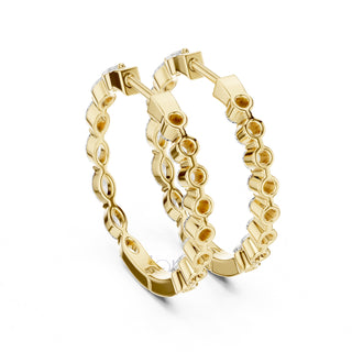 Marquise & Round Diamond Hoop Earrings