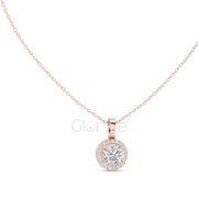 Round Halo Diamond Pendant Necklace