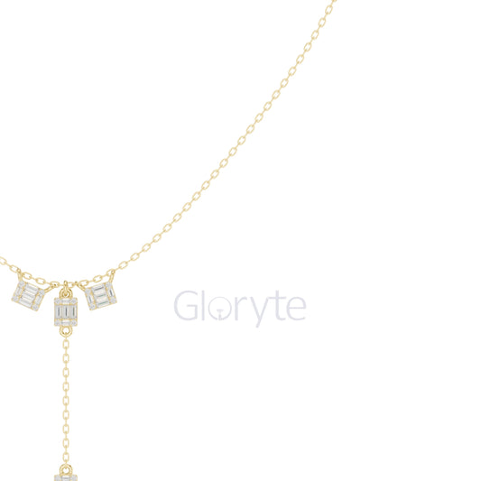 Baguette Cluster Drop Diamond Necklace