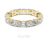 Emerald and Oval Cut Diamond Eternity Band Ring – Lab Grown or Moissanite in 925 Silver, 10K & 14K Gold