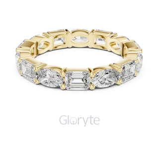 Emerald and Oval Cut Diamond Eternity Band Ring