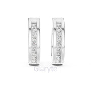 Classic Channel Set Diamond Hoop Earrings