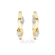 Wavy Marquise Diamond Hoop Earrings
