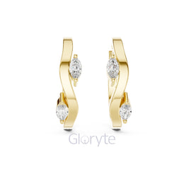 Wavy Marquise Diamond Hoop Earrings