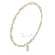 Emerald-Cut Diamond Tennis Necklace with Statement Drop