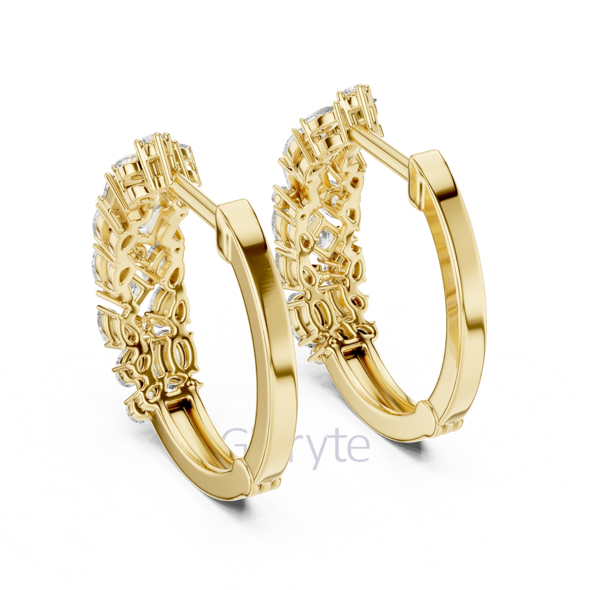 Cluster Diamond Hoop Earrings