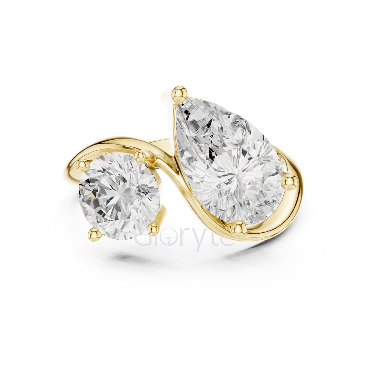 Two-Stone Round & Pear Diamond Ring