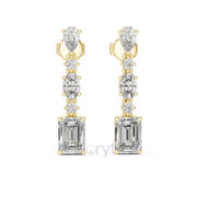 Radiant Cascade Drop Earrings with Mixed Diamond Cuts