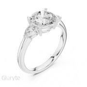Three-Stone Engagement Ring with Pear Side Diamonds