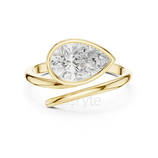 Pear Diamond Bypass Pinky Engagement Ring