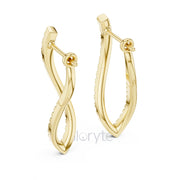 Twist Hoop Diamond Earrings with Modern Wave