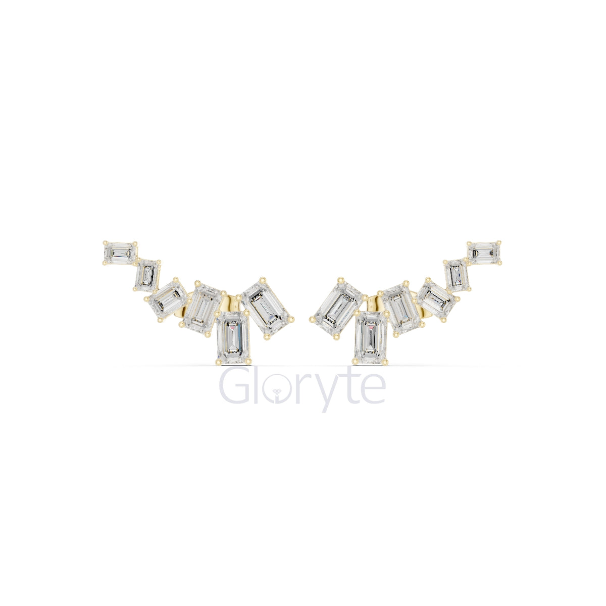 Emerald-Cut Diamond Cluster Earrings