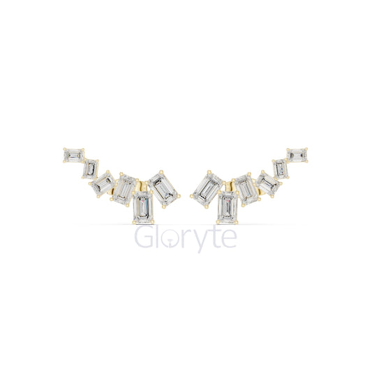 Emerald-Cut Diamond Cluster Earrings