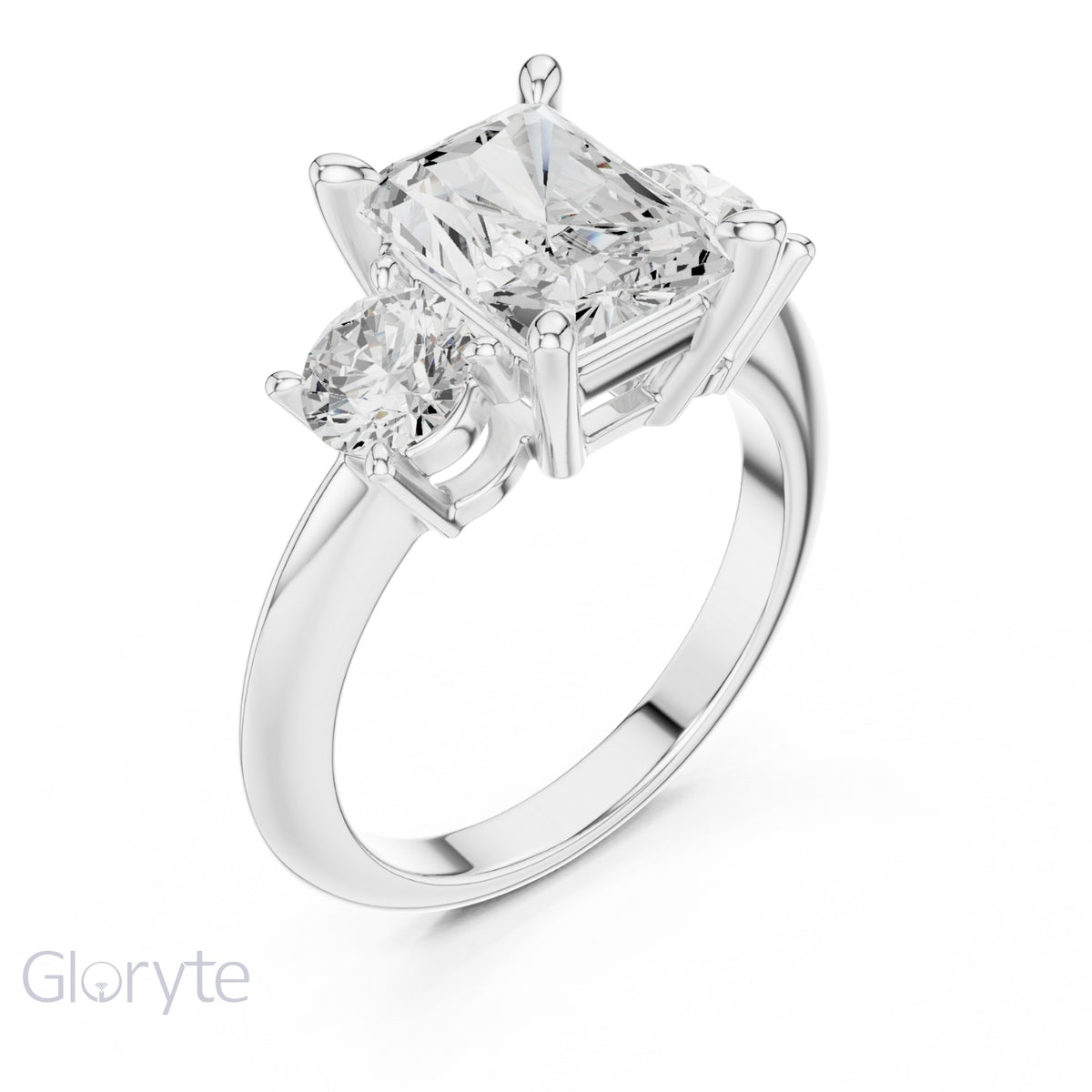 Three-Stone Diamond Engagement Ring | 2.5ct Center with Round Side Stones