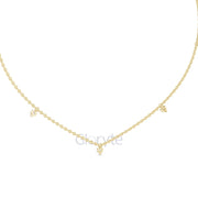Minimalist Diamond Station Necklace with Round & Baguette Cut Diamonds – Includes Chain