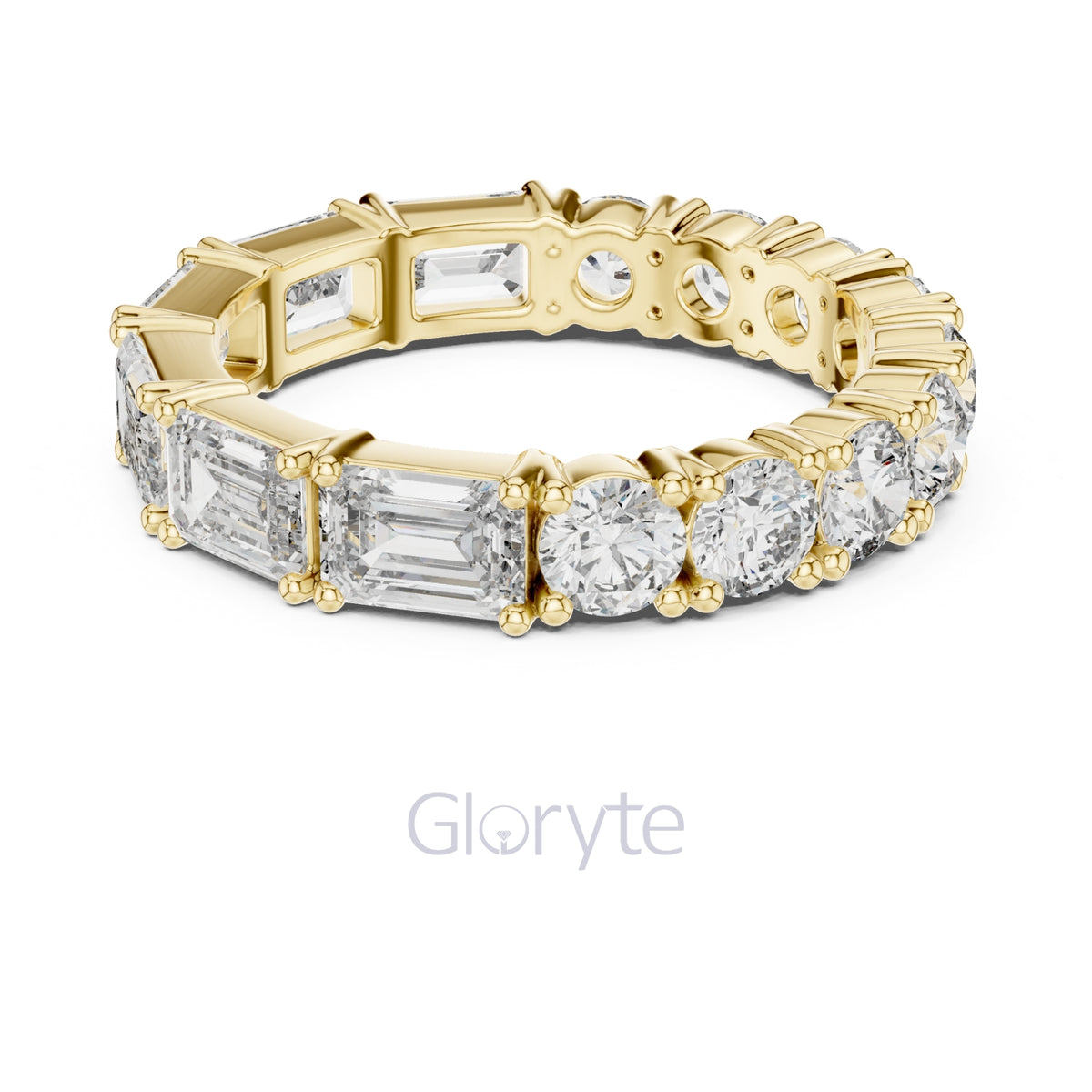 Emerald & Round Diamond Eternity Band