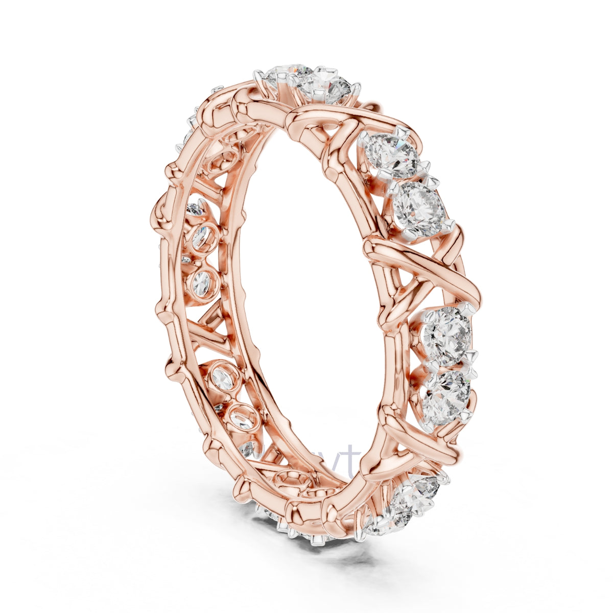 Criss-Cross Diamond Eternity Band – Round Cut