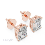 Emerald Cut Diamond Stud Earrings