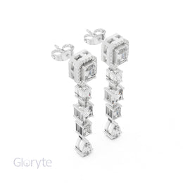 Emerald Halo Cut Diamond Drop Earrings