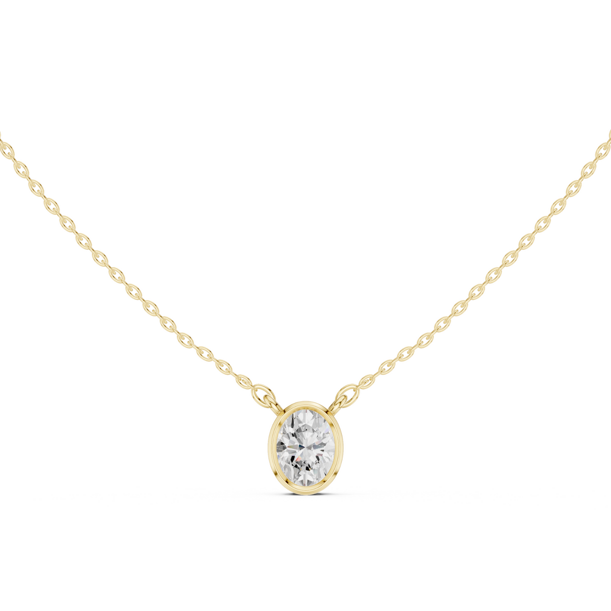 Diamond Solitaire Bezel Pendant Necklace