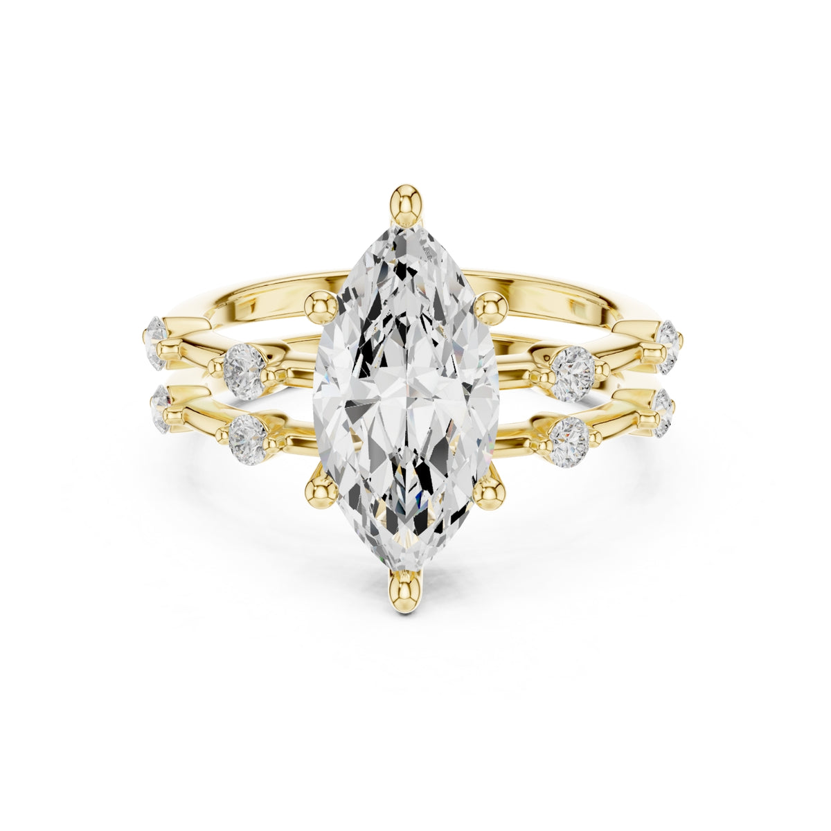 Diamond Bridal Set with Side Stones – 2.86 Carat