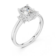 Three-Stone Diamond Engagement Rings | 1ct Center with Emerald Side Stones