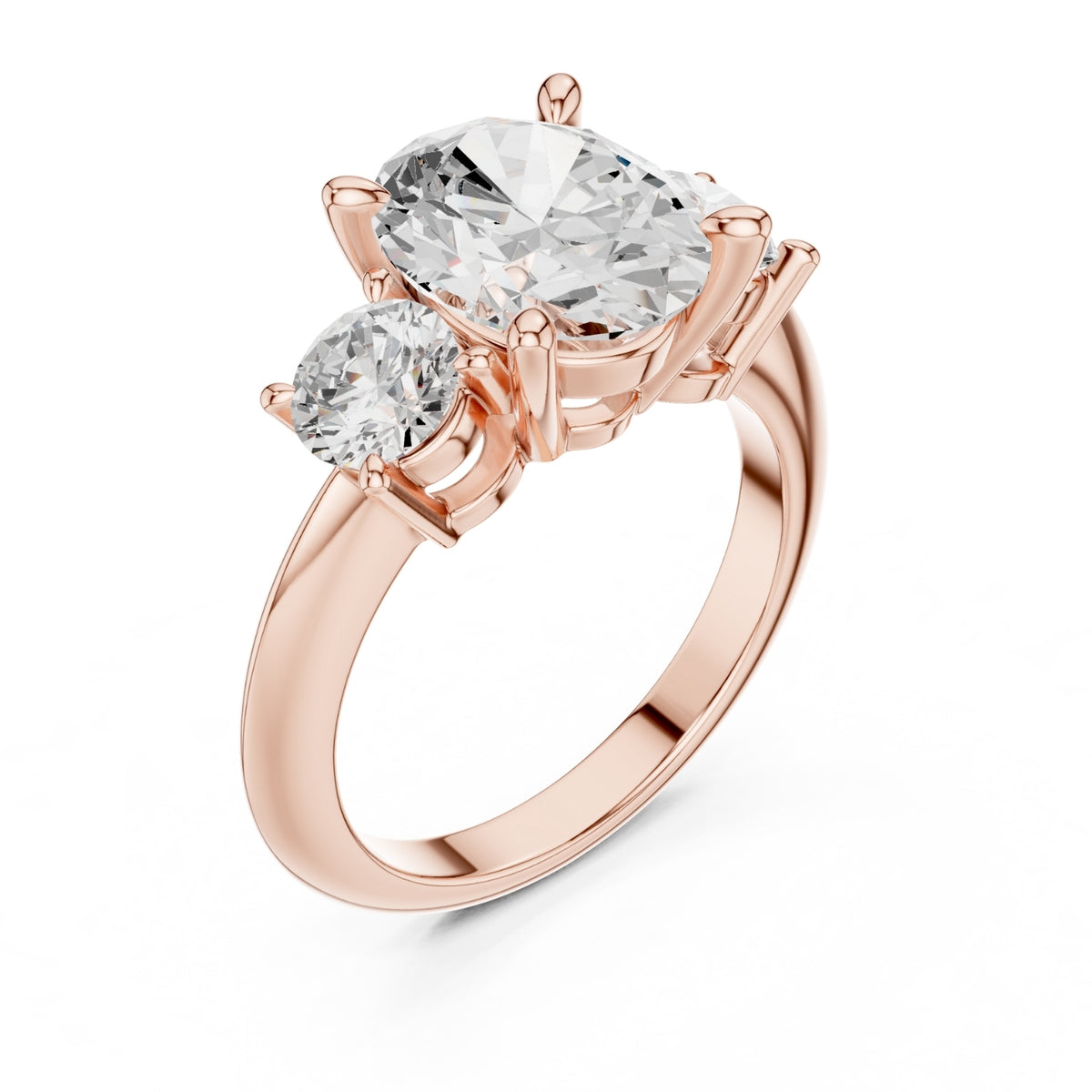 Three-Stone Diamond Engagement Ring | 2.5ct Center with Round Side Stones