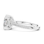 Diamond Engagement Ring with Pavé Band – 4-Prong Hidden Halo Design