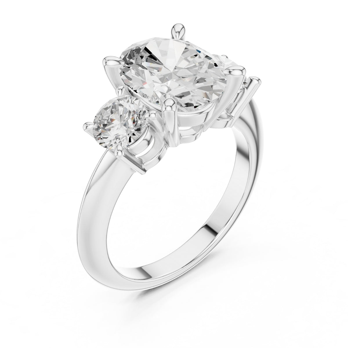 Three-Stone Diamond Engagement Ring | 2.5ct Center with Round Side Stones