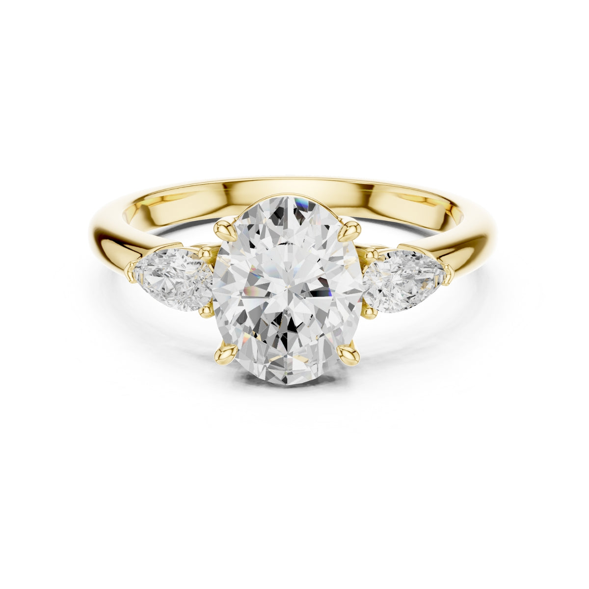 Three-Stone Engagement Ring with Pear Side Diamonds