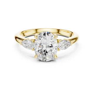 Three-Stone Engagement Ring with Pear Side Diamonds