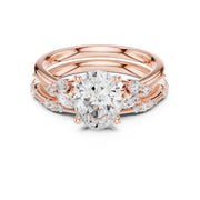 Elegant Diamond Bridal Set with Marquise & Round Accents – Vintage-Inspired Setting