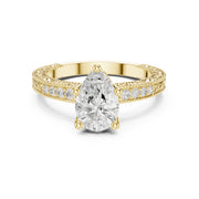 Vintage-Inspired Cut Diamond Engagement Ring with Milgrain & Pavé Detailing